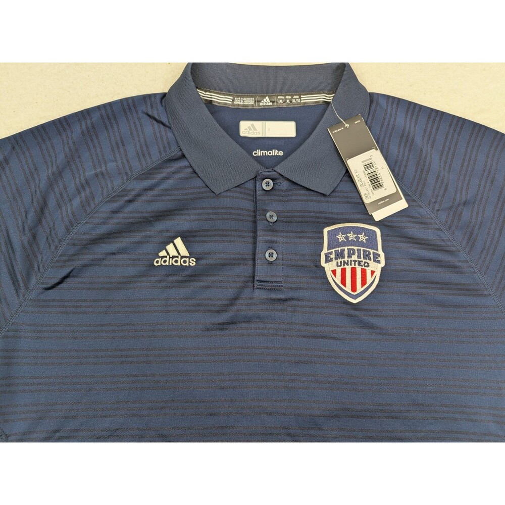Adidas Climalite Mens Polo Shirt XL Navy Empire United FC Logo New with Tags